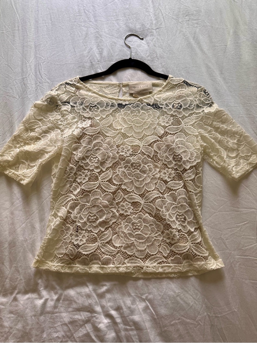 BHLDN Ivory Floral Lace Top + Nude Tank Size Medium Bridal Wedding - Never Worn!